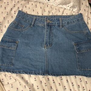 Denim Mini Skirt with Pockets